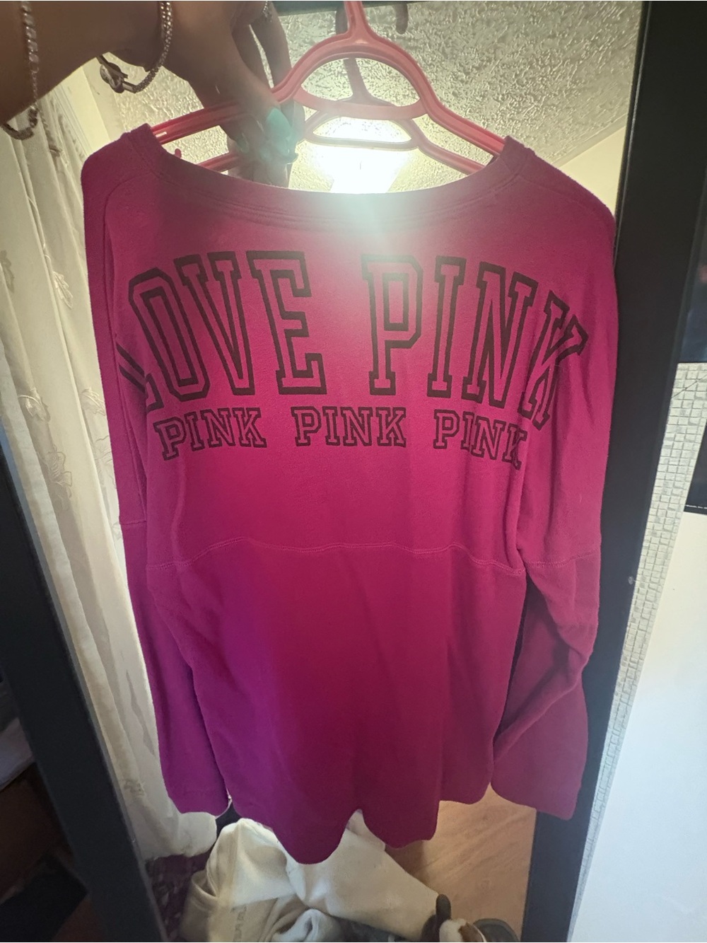 Vintage PINK Victoria's Secret Hot Pink 'LOVE PINK' Long-Sleeve Sweatshirt